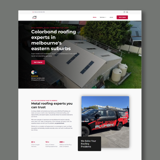 BM Roof Plumbing Website Design